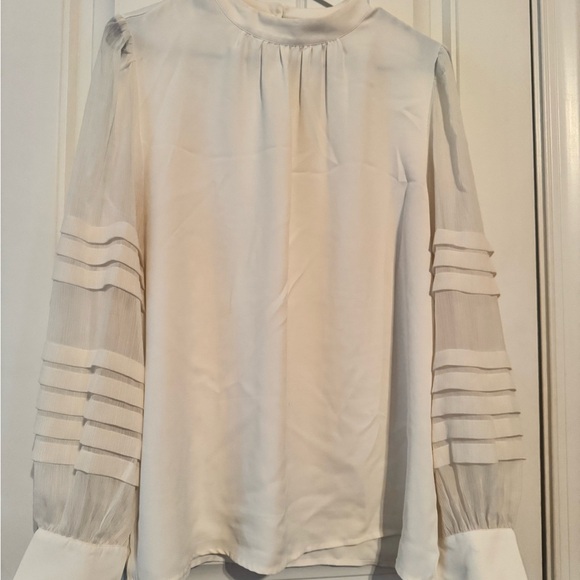 Ann Taylor white Blouse with Sheer Sleeves - Picture 2 of 3